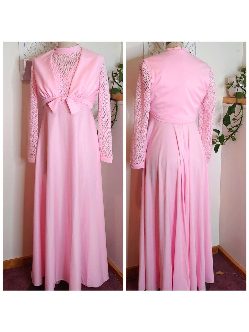 Vintage Pink Maxi Dress with Jacket